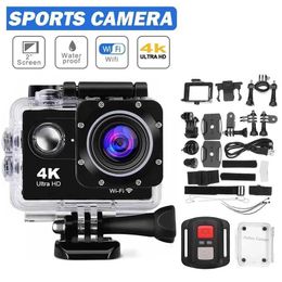 Sports Action Video Cameras 2024 Action Ultra HD 4K Camera Underwater Helmet Waterproof Screen WiFi Remote Control Sports Go Video Professional Outdoor Recorder J2