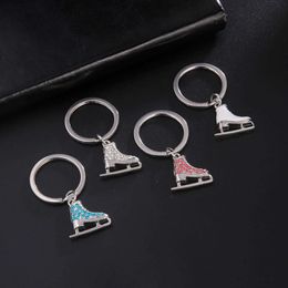 Ice Skate Shoes Key Chains For Women Men Cubic Zirconia Crystal Skating Keychain Keyring Winter Sport Lover Jewellery Gift