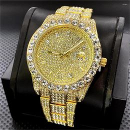 Wristwatches Fashion Mens Watches Brand PLADEN Luxury Iced Out Auto Date Quartz WristWatch Hip Hop Diamond Jewellery Reloj Drop