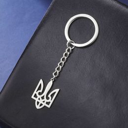 Tryzub Ukraine Keychain For Women Vintage Ukrainian Symbol Stainless Steel Keyrings Ethnic Jewelry Gifts Wholesale