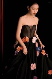 Party Dresses Tailor Shop Evening Gowns Flower Dress Black Tulle Seamstress Mesh Custom Make Any Design