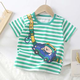 Children T-shirts Summer 2024 Short-sleeve Shirts for Kids Cartoon Print Boys Girls Tees Toddler Tops Baby Outfits Clothing L2405