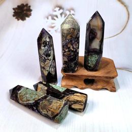Decorative Figurines 1Pc Natural Crystal Brecciated Fluorite Jasper Tower Energy Quartz Reiki Stones Point Wand For Healing Fengshui