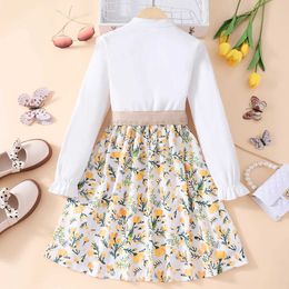 Girl's Dresses Girls Autumn Dress Long Sleeve Flower Embroidery Shirt Girls Belt Set Dress Girls Autumn Childrens Wear 8-12Y