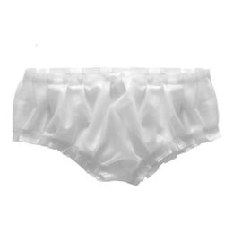 New Latex Rubber Women Sexy Underwear Triangle Elastic Shorts White XS-XXL