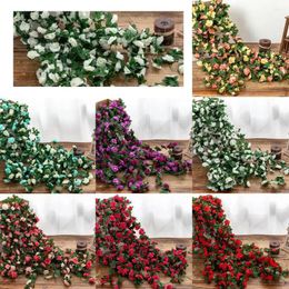 Decorative Flowers Artificial Flower Rose Vine Home Air Conditioning Water Peony Wedding Pipe Wound Decoration Arch K4L9