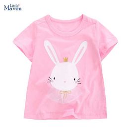 Polos Small fur summer clothing cartoon rabbit T-shirt cotton childrens clothing baby girl topL2405