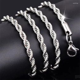 Pendants Modern 925 Sterling Silver 4mm High Quality Various Lengths Twisted Rope Chain Ladies Necklace Men Wedding Pendant Jewellery