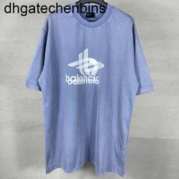 B designers men Correct Version Paris B Home SS24 New Front and Rear Phantom Double Pattern Printed Washed Old Short sleeved T-shirt 1WJ71WJ7