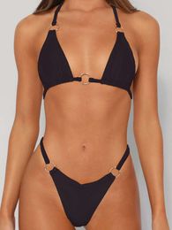 2023 Sexy Bandage Brazilian Solid Swimwear Women Swimsuit Female Thong Bikini Set Bathers Bathing Suit Summer Beach Wear