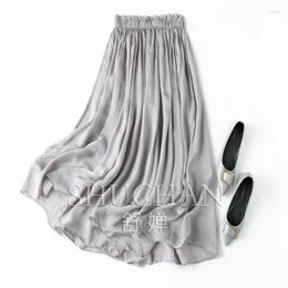 Skirts Natural Silk 2024 For Women Faldas Ajustadas Korean Fashion Clothing Long
