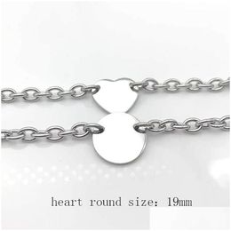 Chain Heart Bracelet Women Couple Stainless Steel Fashion Link On Hand 19Mm Jewellery Gift For Girlfriend Christmas Valentine Day Access Dhecx