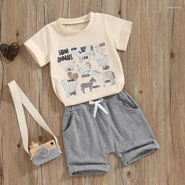 Clothing Sets Baby Boys Summer Outfits Animal Print Short Sleeve T-Shirt And Elastic Shorts Set For Vacation Clothes 6M-5Y