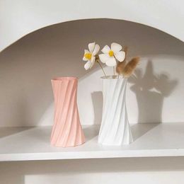 Vases Plastic vase mimics ceramic flowerpot plant storage bottle wedding decoration dining table bedroom modern home decoration J240515