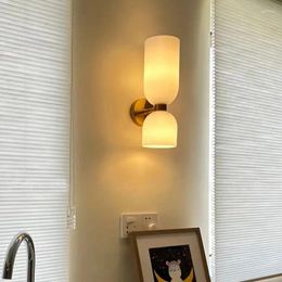 Wall Lamp Nordic Light Modern Minimalist Double Head Cylinder Glass LED For Bedroom Living Room Bathroom Sconce Indoor