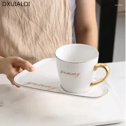 Mugs Ceramic Coffee Cup And Saucer Set Breakfast Snack Afternoon Tea Tableware Tray Creative European Style English 201-300ml