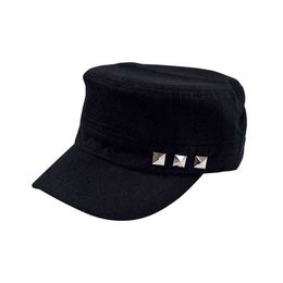 Ball Caps 2023 New Summer Korean Fashion Mens and Womens Three Rivet Military Hat Flat Top Hat Casual Sunscreen Sun Cap B240516