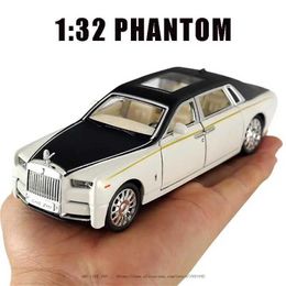 Diecast Model Cars 1/32 alloy die cast Rolls Royce phantom model toy car simulation die casting and toy car sound and light series toy boy gifts WX