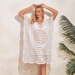 Women Sexy Deep V Backless Beach Dress Sheer Lace Swimwear Cover Up Tunic Female Swimsuit Bikini Sarong Boho Retro Wrap Pareo