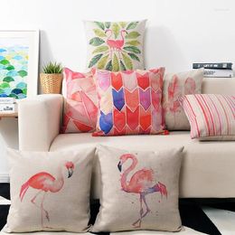 Pillow Nordic Watercolour Flamingo Cover Pink Red Geometric Home Decorative Office Sofa PillowCase