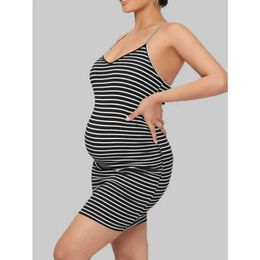 Maternity Dresses Pregnancy Dress Maternity Clothes Plus Size Fashion Stripe Summer Comfortable Cotton Sling Large Pregnant Woman Dress Y240516
