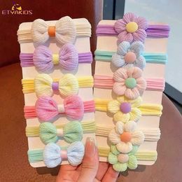 Hair Accessories 6 pieces of childrens flower elastic hair bands girls gum fleece rubber bands baby tail hair clips hair accessories for wearing WX