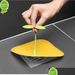 Drains New Cute Small Bean Sprouts Shape Sewer Floor Drain Anti Clogging Pad Bathroom Kitchen Sink Philtre Deodorant Mat Hair Catcher D Dhao2