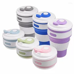 Cups Saucers Portable Foldable Food Grade Silicone Tea Cup Outdoor Camping Hiking Retractable Coffee Multifunctional Travel Mug