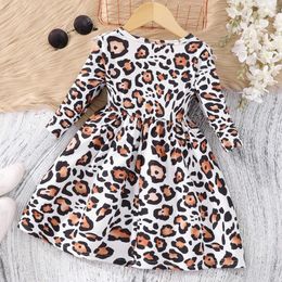 Girl's Dresses Dress for Kids Girl 2 - 8 Years Summer Long Sleeve Children Princess Dresses Autumn Leopard Birthday Party Gown Girls Clothes