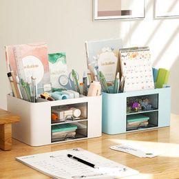 Storage Boxes Japanese Cute Desktop Cosmetics Box Multi-Functional Office Study Pen Holder Marker Stationery Division Organising