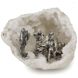 Decorative Figurines 1pcs Creative Quartz Geode With Pyrite Lifelike Model Crystal Cluster Agate Hole Home Decor Gift For Families