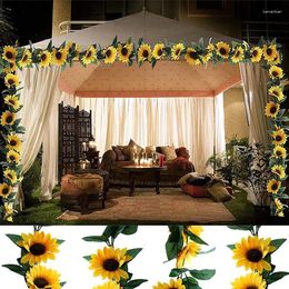 Decorative Flowers Wedding Long Vine Fake Sunflower Decor Artificial 2.5m Flower Rattan For Home Garden Bedroom Christmas