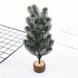 Decorative Flowers Simulated Christmas Cedar Tree Home Closet Desktop Decoration Snow Top Green Plants 3D Pine Needle Stakes