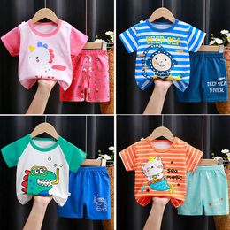 Summer 2024 Boys Clothes Sets Cartoon T-shirts+shorts 2pcs/set Sports Suits for Kids Girls Tracksuits Toddler Outfits 1-6years L2405