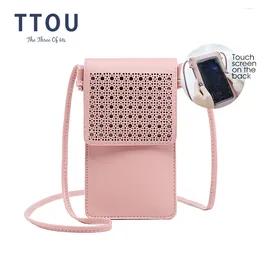 Bag Mini Crossobody For Women 2024 Leather Shoulder Trendy Hollow Out Small Square Ladies Cellphone Purse