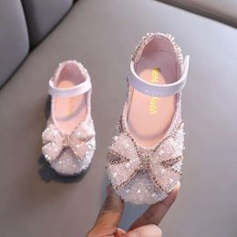 Children's Leather Shallow Princess Girls Fashion Pearl Elegant Kid Mary Jane for Party Wedding Flat Shoes L2405 L2405