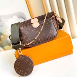 3-piece Womens Even chain Shoulder Designer bag man fashion Leather crossbody the tote bag Best seller Brown flower Luxury handbag with Purse strap phone make up bags
