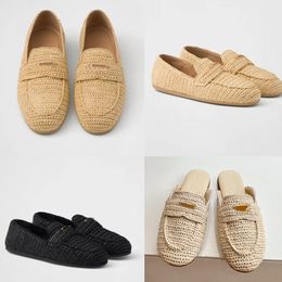 Crochet Loafers Flat Slides Mule Half Slippers Designer Sandals Summer Beach Hollow Out Slip On Slipper Baotou Sandale Easy Sliders Sandal Top Mirror Quality Shoes