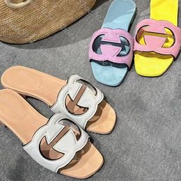 Designer Sandals Women Flip Flops Interlocking G Slides Rubber Slippers Ladies Flat Beach Jelly Script Orange Summer Fall Mules Outdoor Waterproof Luxury
