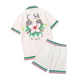 Designer Luxury Chaopai Classic Casablancas tennis racket letter print casual short sleeved shirt set for both men women and teenagers