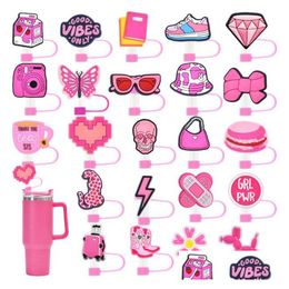 Drinking Straws Muti Styles Pink Sts Er Cap Cute Cartoon Decoration Dust Plug Accessories Party Charms Drop Delivery Dhmcc