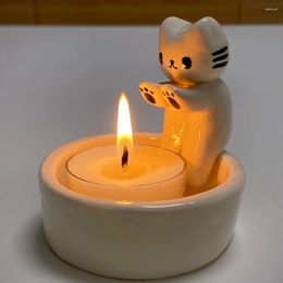 Candle Holders Cute Kitten Holder Warming Cartoon Funny Creative Scented Heat Resistant Crafts Home Desktop Decoration