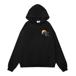 Rhude High end designer Hoodies for Autumn/Winter Fashion Mountain Sunset Print High Weight Hoodie Sweater With 1:1 original labels