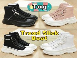 Ankle Half Boots Tread Slick canvas sneaker Casual shoes Designer platform booties High triple black leather pale pink royal blue 5098478