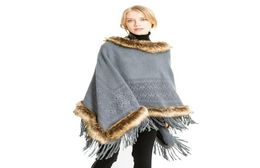 Scarves Fashion Autumn And Winter Women Faux Fur Collar Tassel Knitted Shawl Cape Poncho Scarf Pullovers Warmers4159598