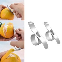 Schäbige offene Edelstless Easy Orange Peelers Stahl Zitronenparer Zitrusfrucht Hautentferner Slicer Peeling Küchengadget
