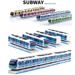 Diecast Model Cars 1 87 Magnetic Pullback Alloy Subway Subway Rail Train Alloy Model Toys Wholesale Hot Free Delivery WX