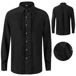 Men's Casual Shirts Long-Sleeved Shirt Spring And Autumn European American Dark System Fold Loose Large Size