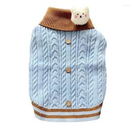 Dog Apparel Knitted Pet Sweater Small Medium Dogs High Collar Undershirt Cat Clothes Winter Warm Cute Bear Decorated Puppy Sweatshirt