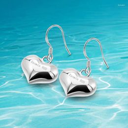 Dangle Earrings Fashion Shiny Heart-shaped 925 Sterling Silver For Women Charm Jewellery Female Accessories